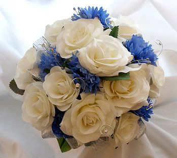 Blue Silk Bridesmaid Bouquet
