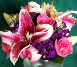 Stargazer lilies bridesmaid bouquet