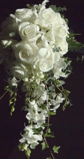 White Roses Cascading Bouquet