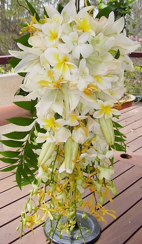 White Asiatic Lilies Cascading Bouquet 