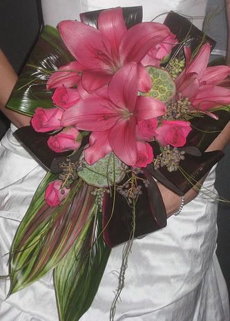 dark pink rose wedding bouquets
