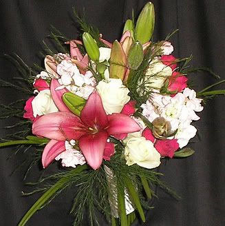 Pink Lilies Hand Tied with Lily Grass
