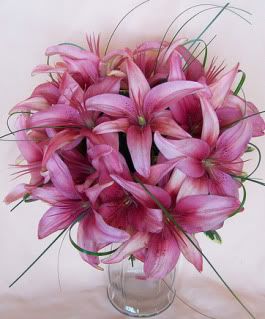 pink lilies bridesmaid