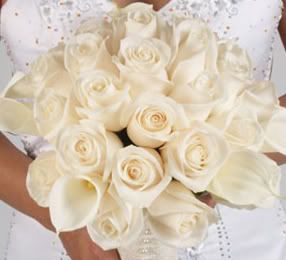 White Roses and Callas Hand Tied