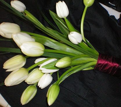 White Tulip Arm Bouquet