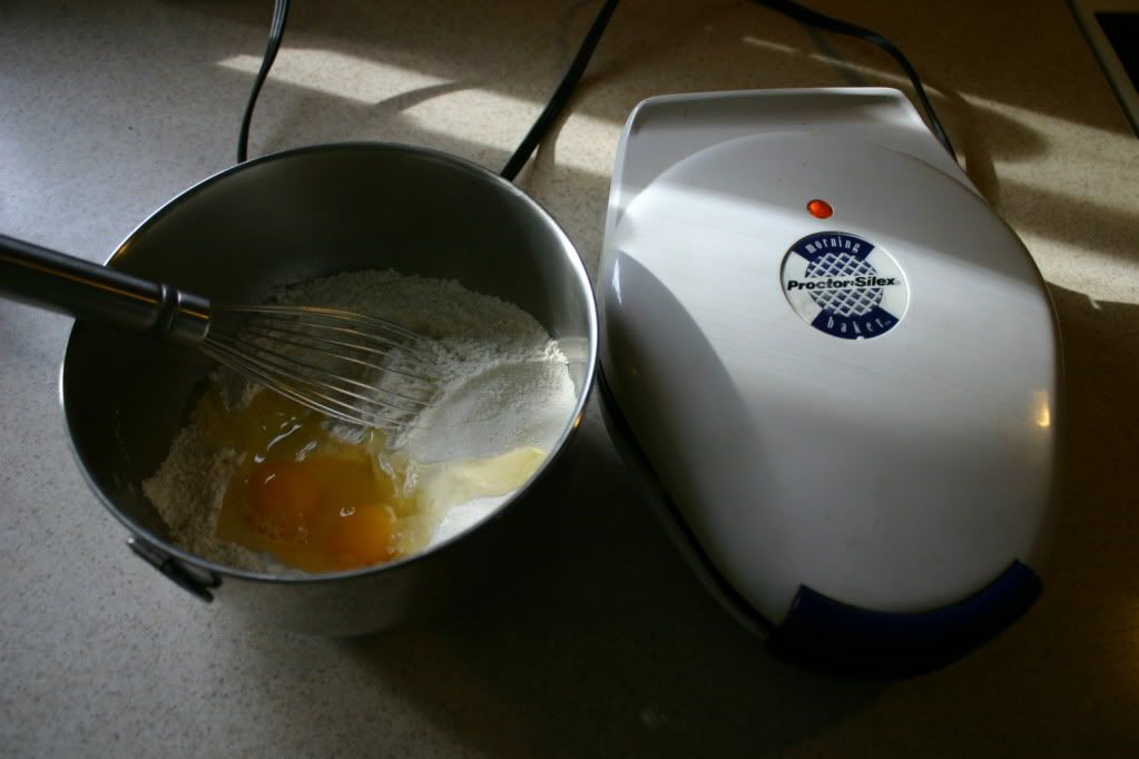 A Winning Morning Combo - The Beginning of Waffle Batter and a Hot Waffle Iron