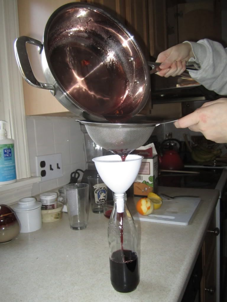 Straining the grenadine