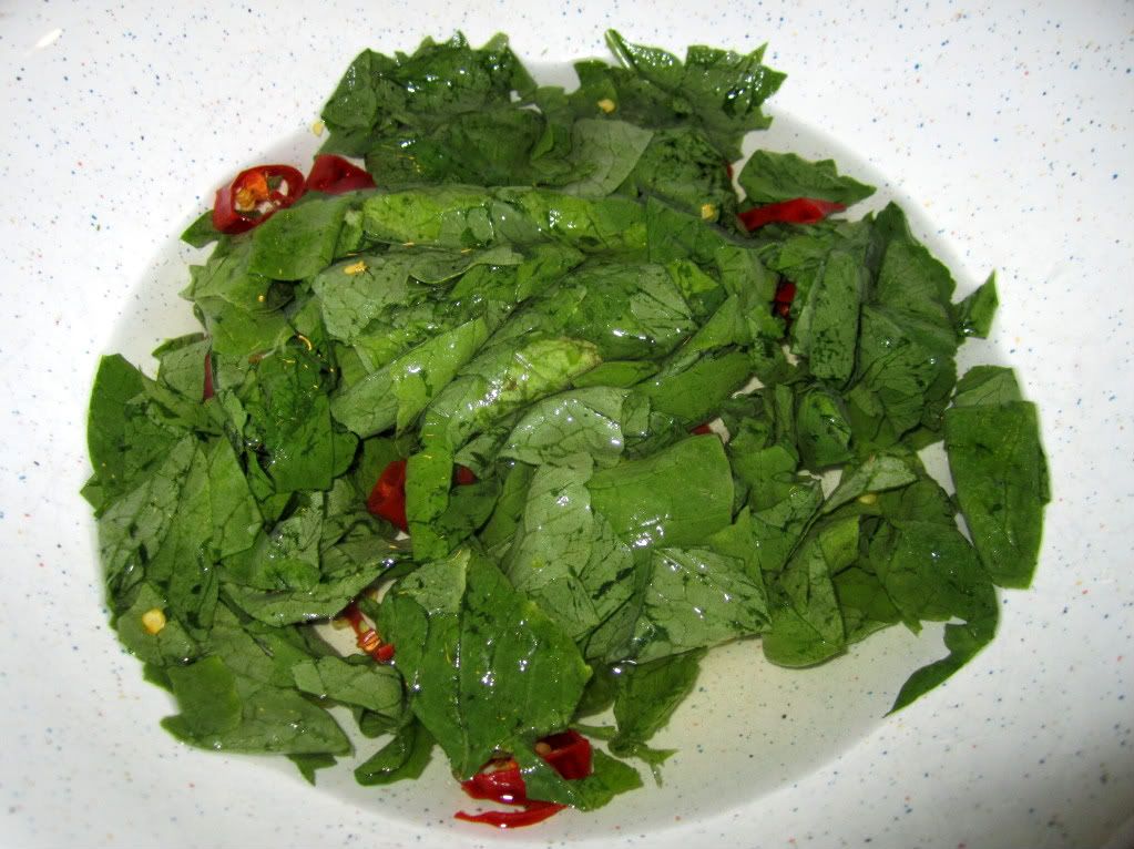 Greens soaking in the brine Greens soaking in the brine