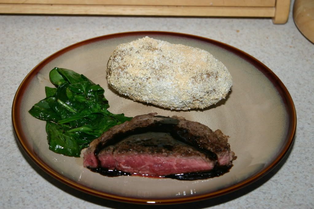 Rib-eye Steak with a Balsamic Reduction and a Salt-Baked Potato