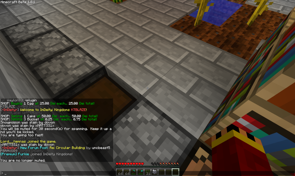 Auto Spam Mute Imdeity Kingdoms Minecraft Multiplayer Server