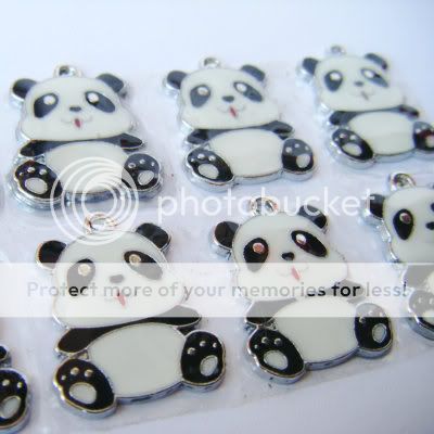 NICE 10 PCS CUTE BABY PANDA Metal Charms Pendants S  