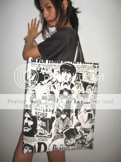 Beatles Cartoon John Lennon 2 Sided Canvas Tote Bag  