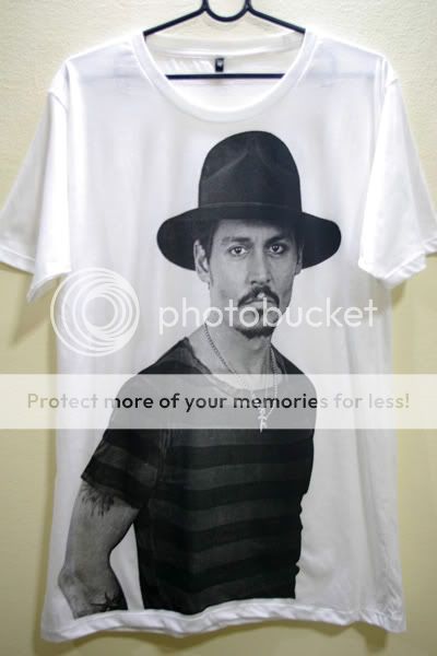 Johnny Depp Hat Stripped Shirt Film Movie Star T Shirt L